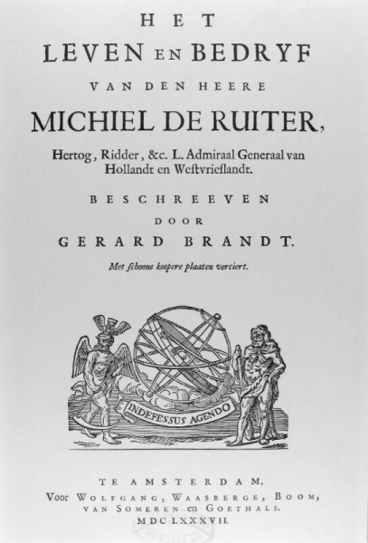 Bestand:Titelblad van Het leven en bedryf van den heere Michiel de Ruiter, geschreven door Geeraert Brandt (1687) (Beeldbank Zeeland - ZB).jpg